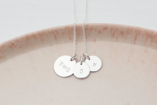 Family Initials Necklace (with Two "Little" Discs)