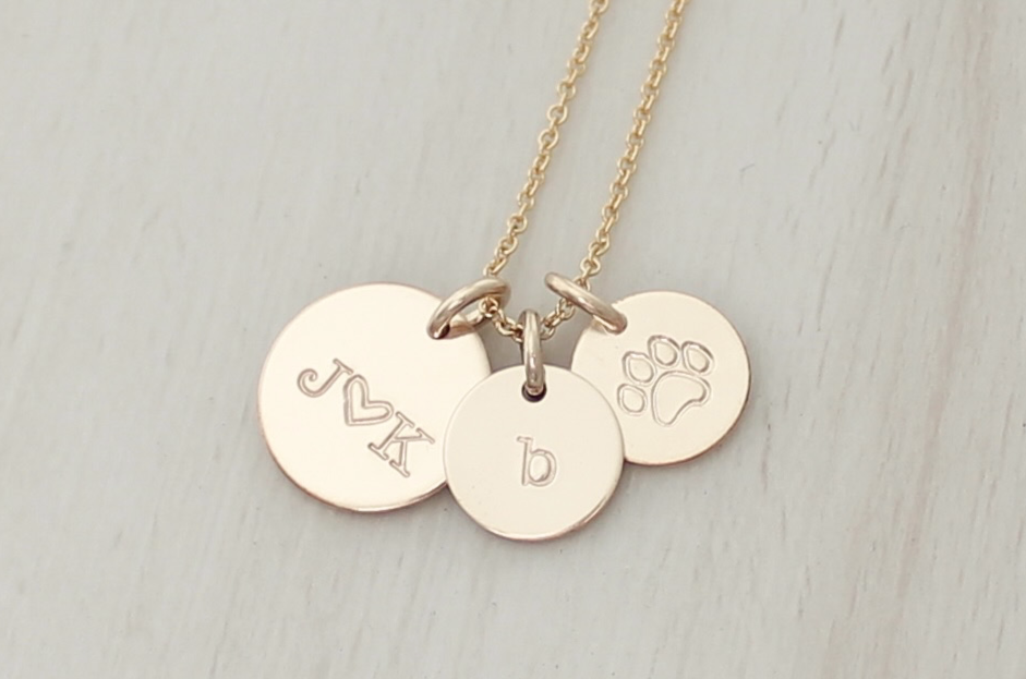 Family Initials Necklace with a Paw Print
