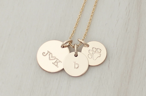 Family Initials Necklace with a Paw Print