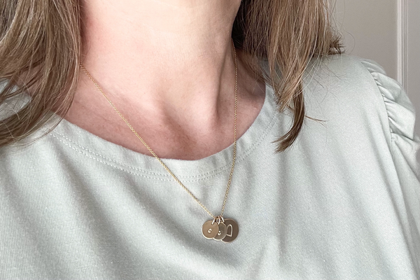 Wildflower Necklace with Two Initials - Big & Little Discs