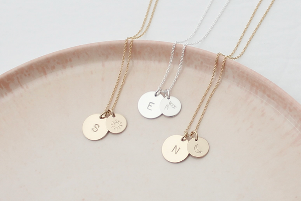 Initial Necklace - Big & Little Discs