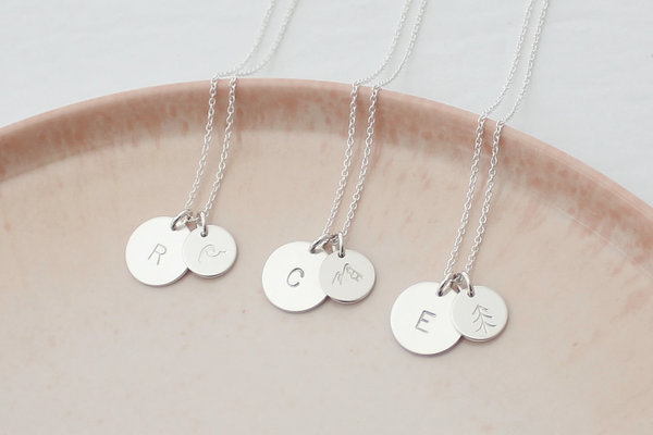 Initial Necklace - Big & Little Discs