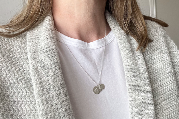 Paw Print Necklace with Two Initials - Big & Little Discs