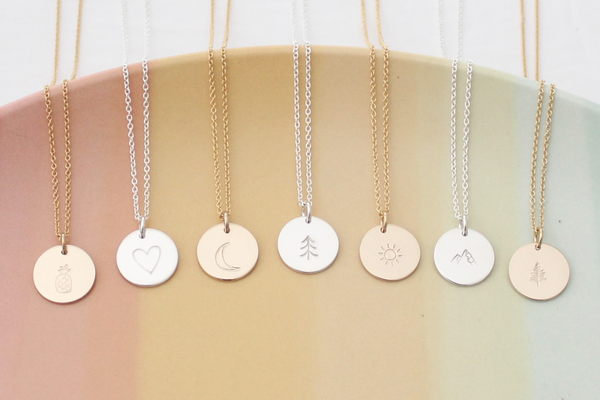 Initial Disc Necklace - 1/2" (Two Discs)