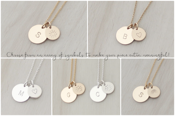 Initial Necklace - Big & Little Discs