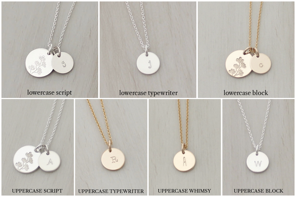 Wildflower Necklace with One Initial - Big & Little Discs