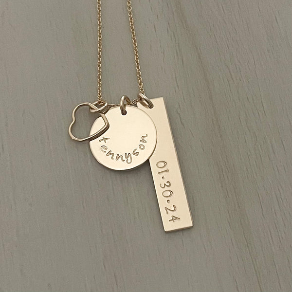 Kids' Names Necklace with an Open Heart