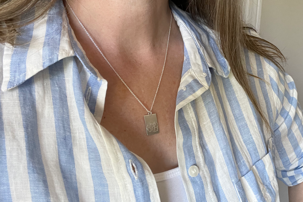 Rectangle Necklace with an Initial