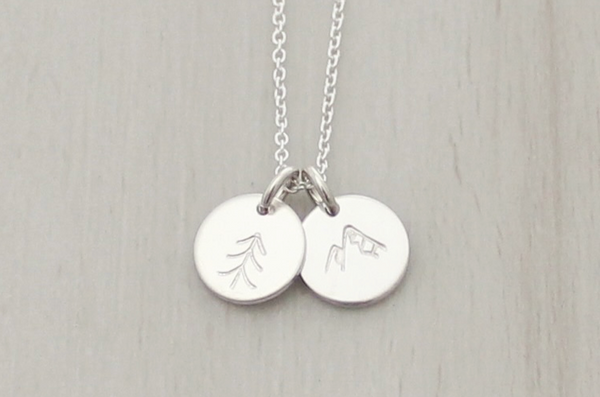 Disc Necklace with Symbols - 3/8" (Two Discs)