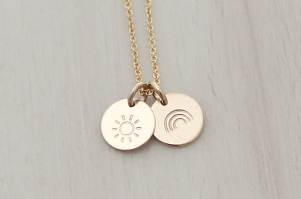 Disc Necklace with Symbols - 3/8" (Two Discs)