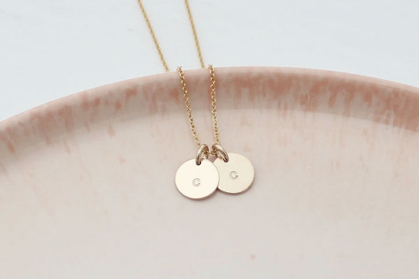 Initial Disc Necklace - 3/8" (Two Discs)