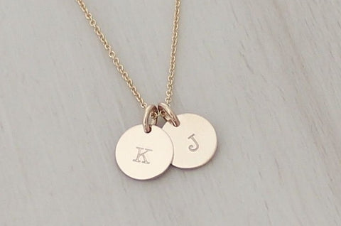 Initial Disc Necklace - 3/8" (Two Discs)