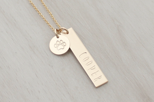 Personalized Pet Name Necklace with a Paw Print