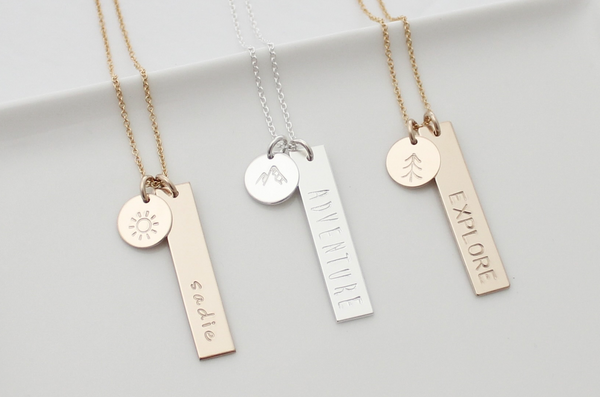 "Life is Beautiful" Disc & Bar Necklace