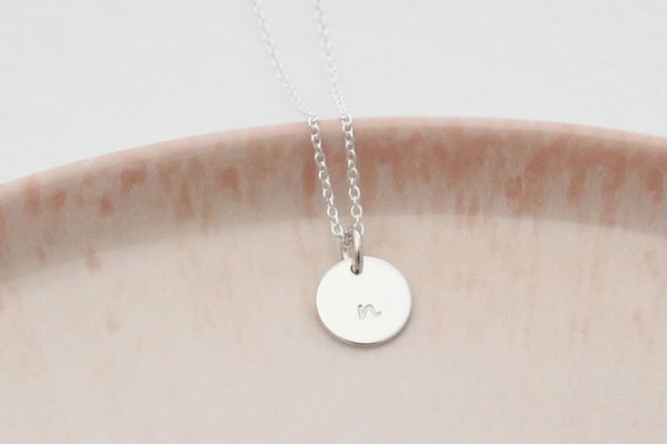 Initial Disc Necklace - 3/8" (One Disc)