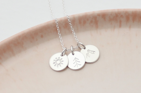 Disc Necklace with Symbols - 3/8" (Three Discs)