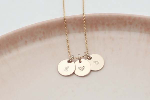 Initial Disc Necklace - 3/8" (Three Discs)