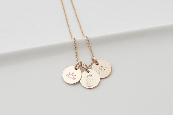 Disc Necklace with Symbols - 3/8" (Three Discs)