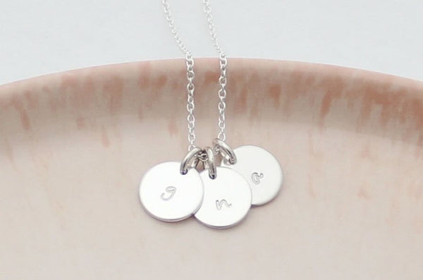 Initial Disc Necklace - 3/8" (Three Discs)