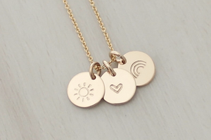 Disc Necklace with Symbols - 3/8" (Three Discs)