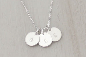 Initial Disc Necklace - 3/8" (Three Discs)