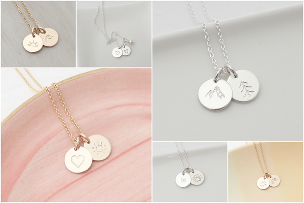 Disc Necklace with Symbols - 3/8" (Two Discs)