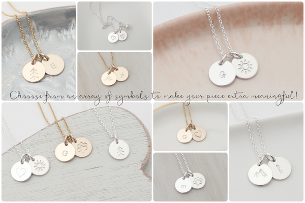 Initial Disc Necklace - 3/8" (Two Discs)