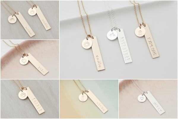 "Life is Beautiful" Disc & Bar Necklace