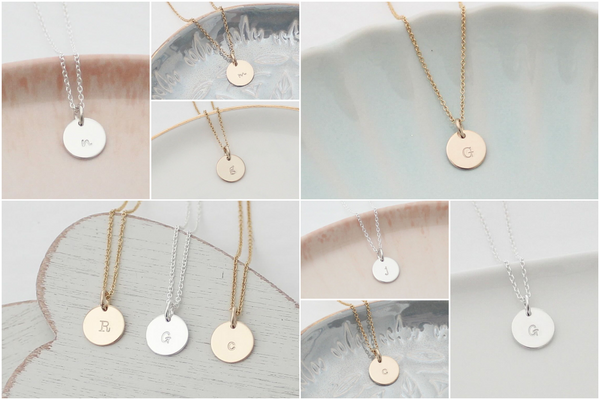 Initial Disc Necklace - 3/8" (One Disc)