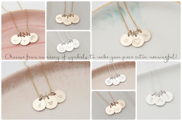 Initial Disc Necklace - 3/8" (Three Discs)