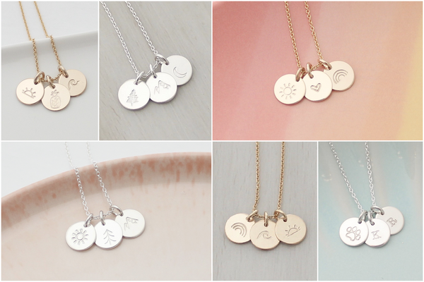 Disc Necklace with Symbols - 3/8" (Three Discs)