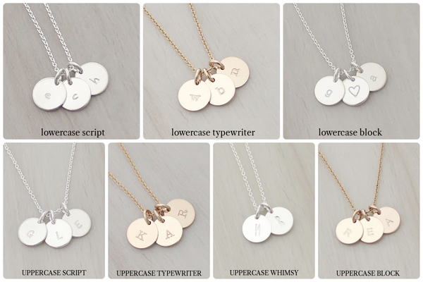 Initial Disc Necklace - 3/8" (Three Discs)