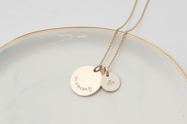 Nana / Mama Disc Necklace with One Initial