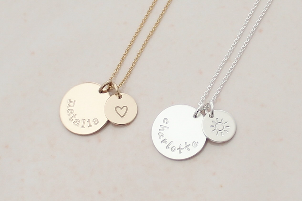 Name Necklace - Big & Little Discs