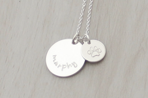 Pet Name Necklace with a Paw Print