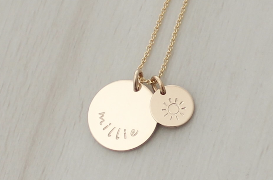 Name Necklace - Big & Little Discs