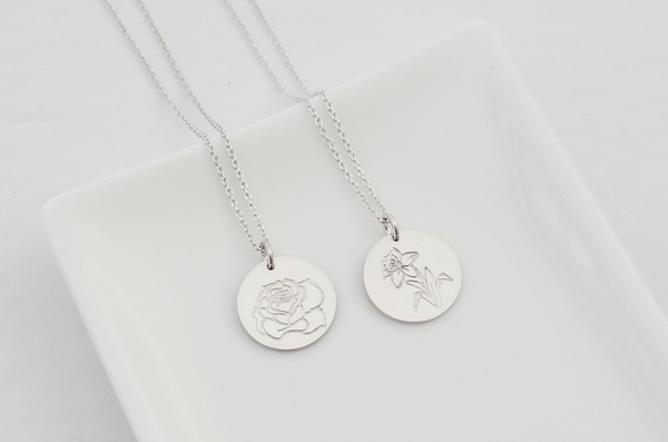 Birth Month Flower Necklace - 5/8" (One Disc)