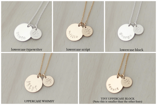 Pet Name Necklace with a Paw Print