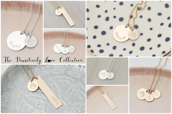 Pet Name Necklace with a Paw Print