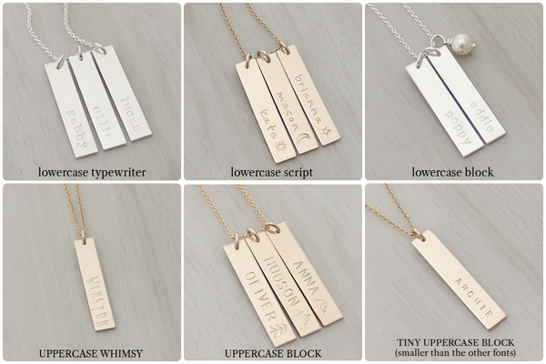 Vertical Name Bars Necklace (Three Bars)