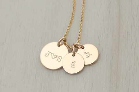 Family Initials Necklace (with Two "Little" Discs)