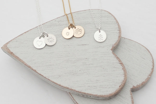 Disc Necklace with Symbols - 3/8" (Two Discs)