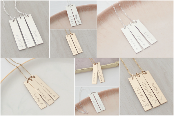 Vertical Name Bars Necklace (Three Bars)