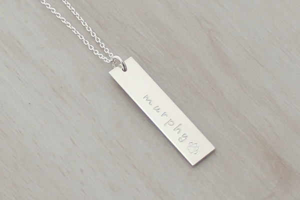 Pawsitively Love Vertical Name Bar Necklace