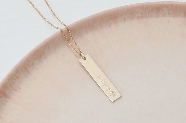 Pawsitively Love Vertical Name Bar Necklace