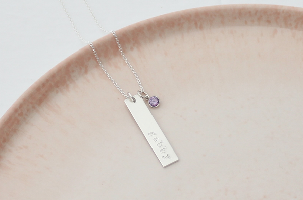 Vertical Name Bar with a Birthstone