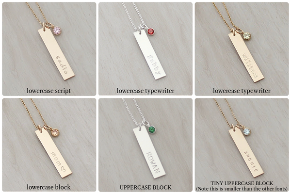 Vertical Name Bar with a Birthstone