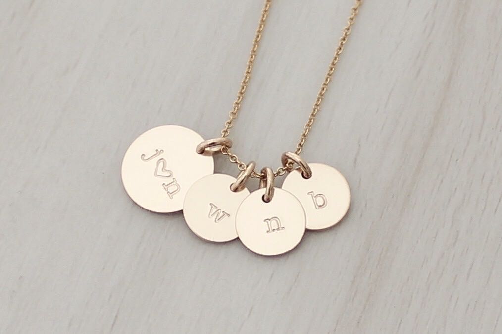 Family Initials Necklace (with Three "Little" Discs)
