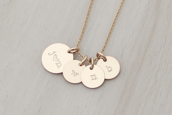 Family Initials Necklace (with Three "Little" Discs)