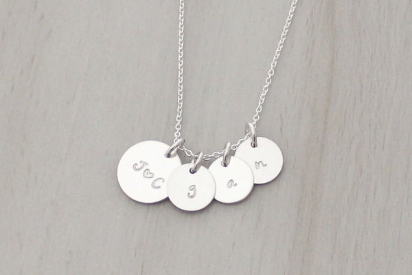 Family Initials Necklace (with Three "Little" Discs)